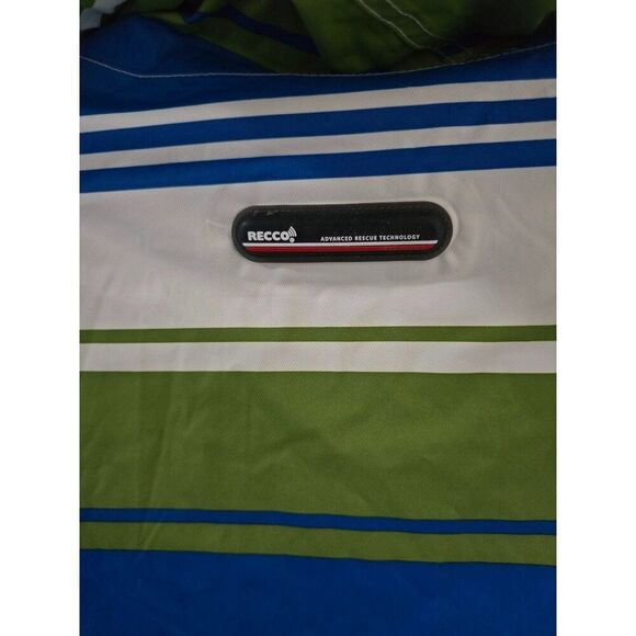 Sessions Terrain Striped Jacket Green & Blue Hooded Waterproof skiing snowboard - Picture 8 of 16